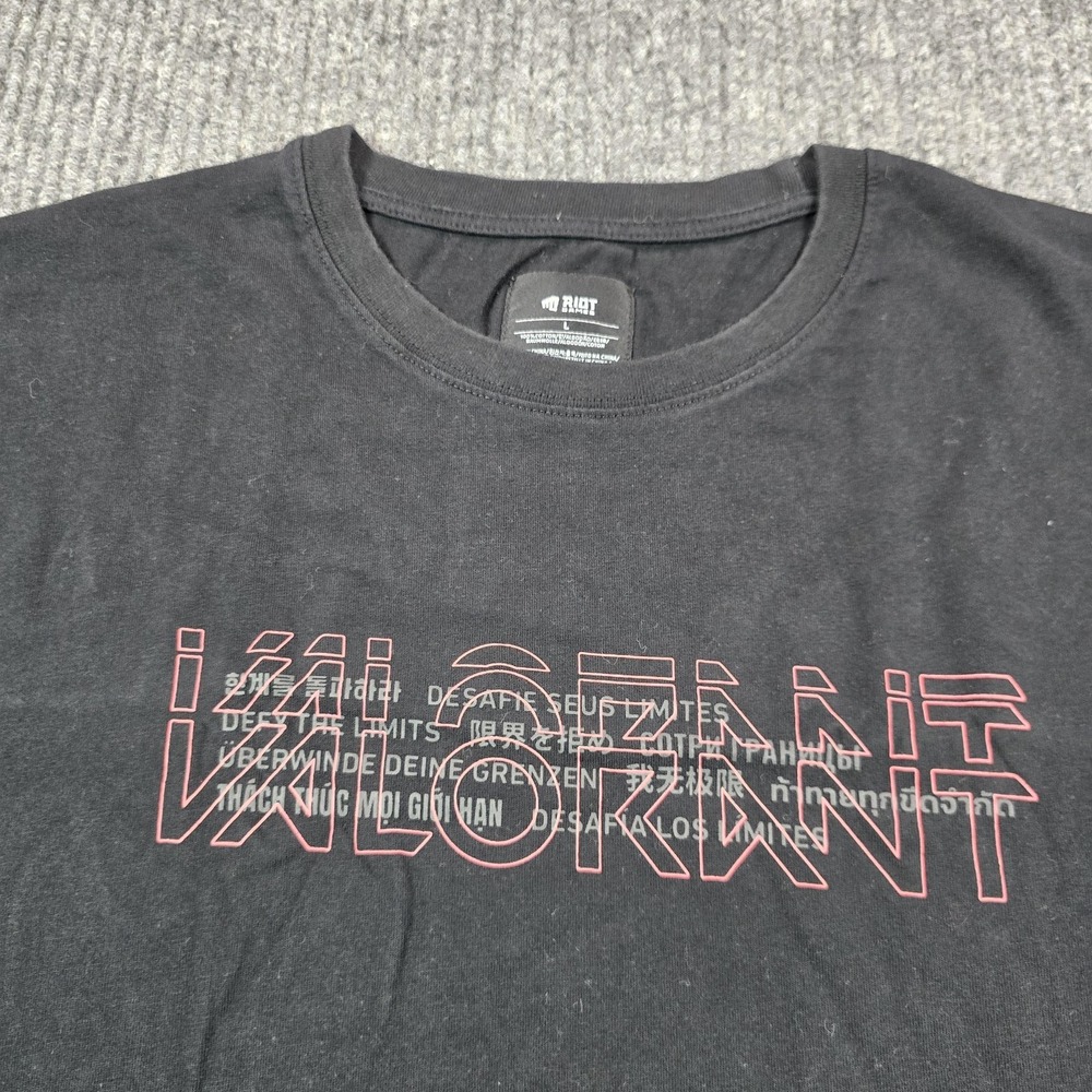 Riot Games Valorant Shirt Mens Large Black Logo‎ Graphic Gamer Crewneck Tee